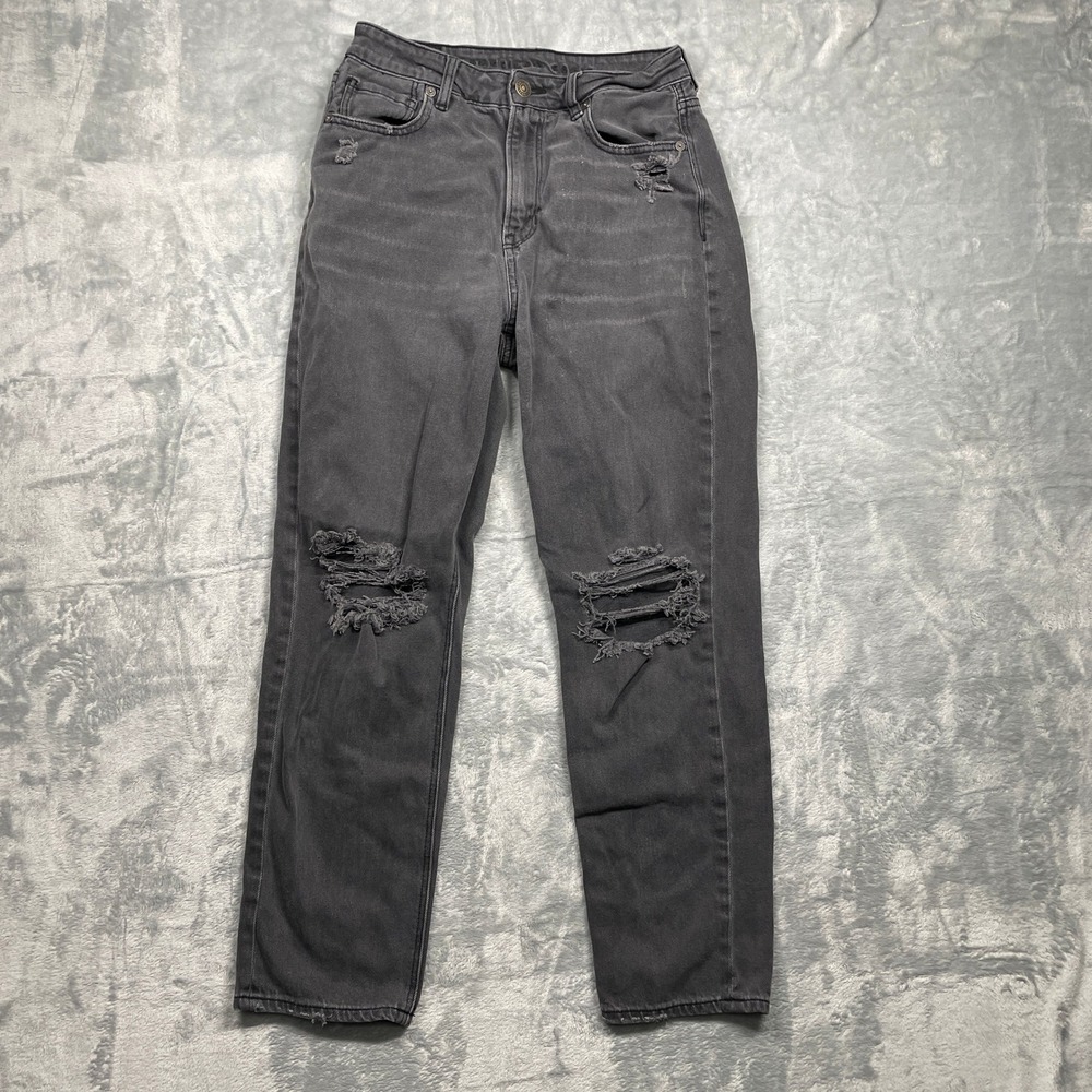 American Eagle Outfitters Women's Gray Distressed Straight Leg Jeans Size 2